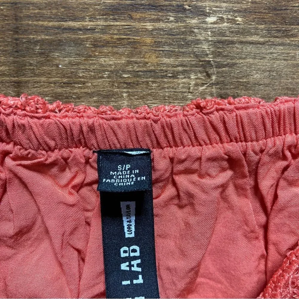 Lord & Taylor Design Lab Lace Coral Off Shoulder Sleeve Small Crop Top